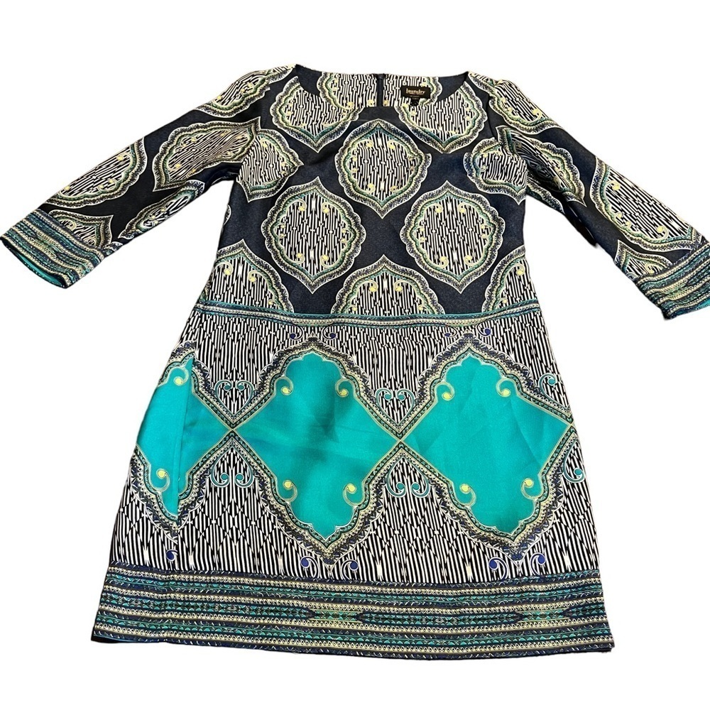 Laundry by Shelli Segal Print Scoop Neck Silky Dress Size 2